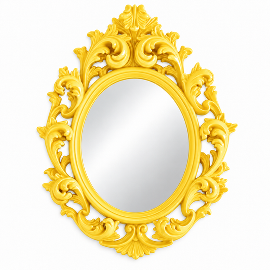 Baroque Oval Mirror — baroque-framed oval wall mirror in an interior setting | Belmont & Kensing
