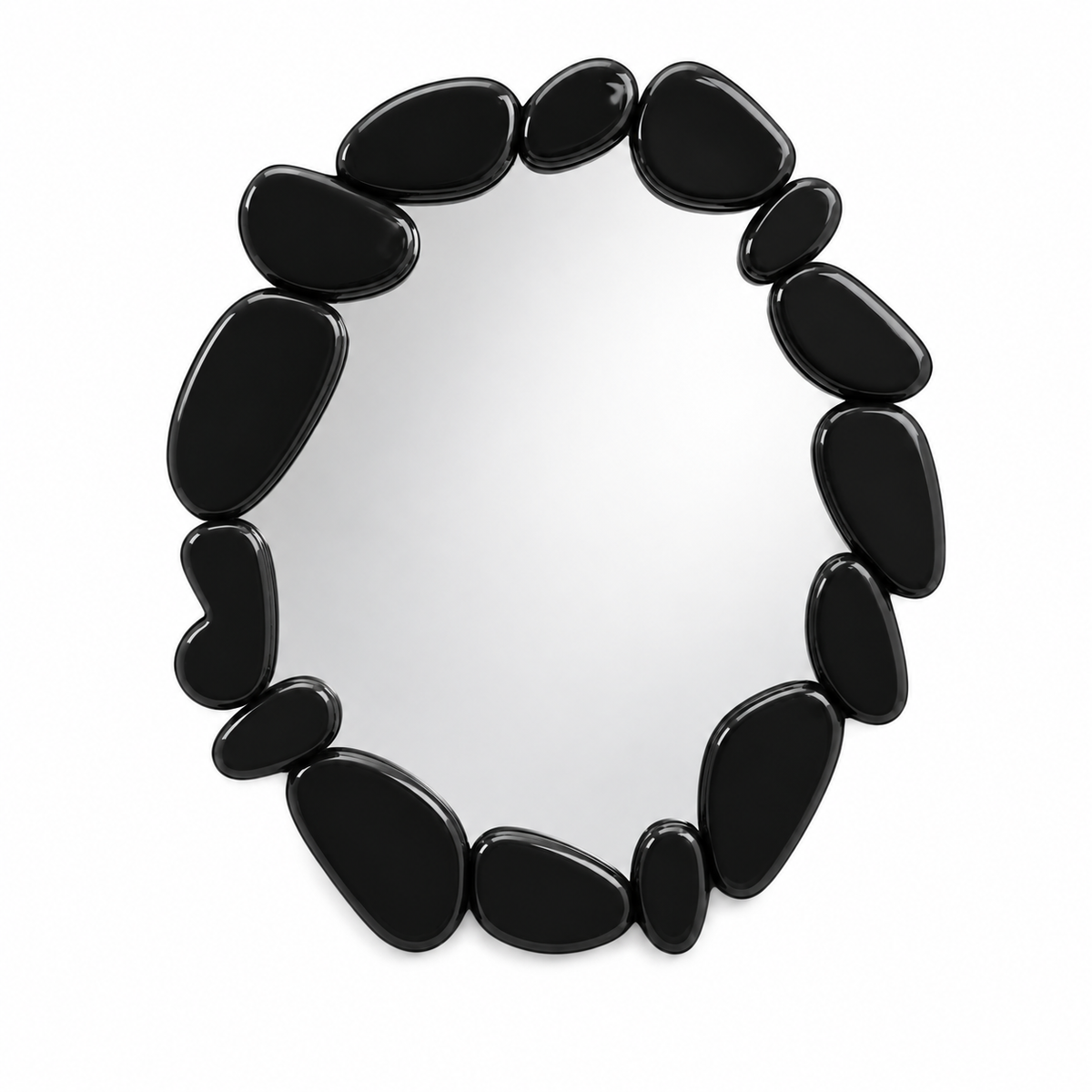 Pietra Pebble-Frame Round Mirror — pebble-framed round mirror, alternate view | Belmont & Kensing