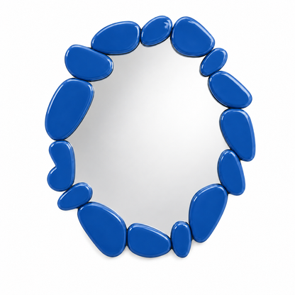 Pietra Pebble-Frame Round Mirror — close-up of the pebble frame | Belmont & Kensing