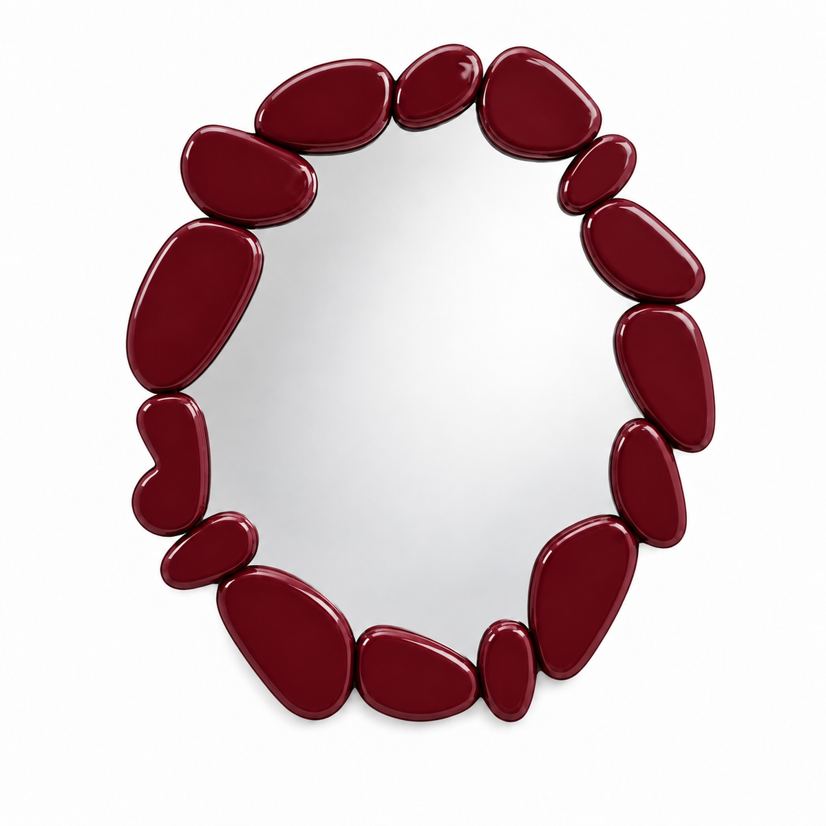 Pietra Pebble-Frame Round Mirror — pebble-framed round mirror, detail view | Belmont & Kensing