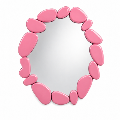 Pietra Pebble-Frame Round Mirror — pebble-framed round mirror, front view | Belmont & Kensing
