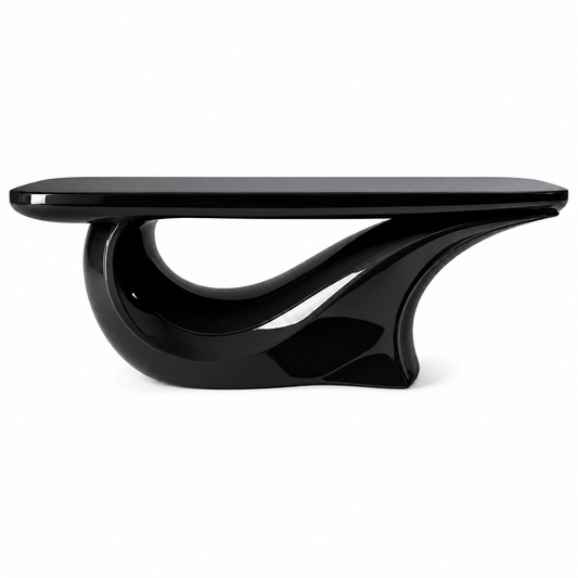 Rosa Wave Console Table — wave-form console table in pink, side profile | Belmont & Kensing