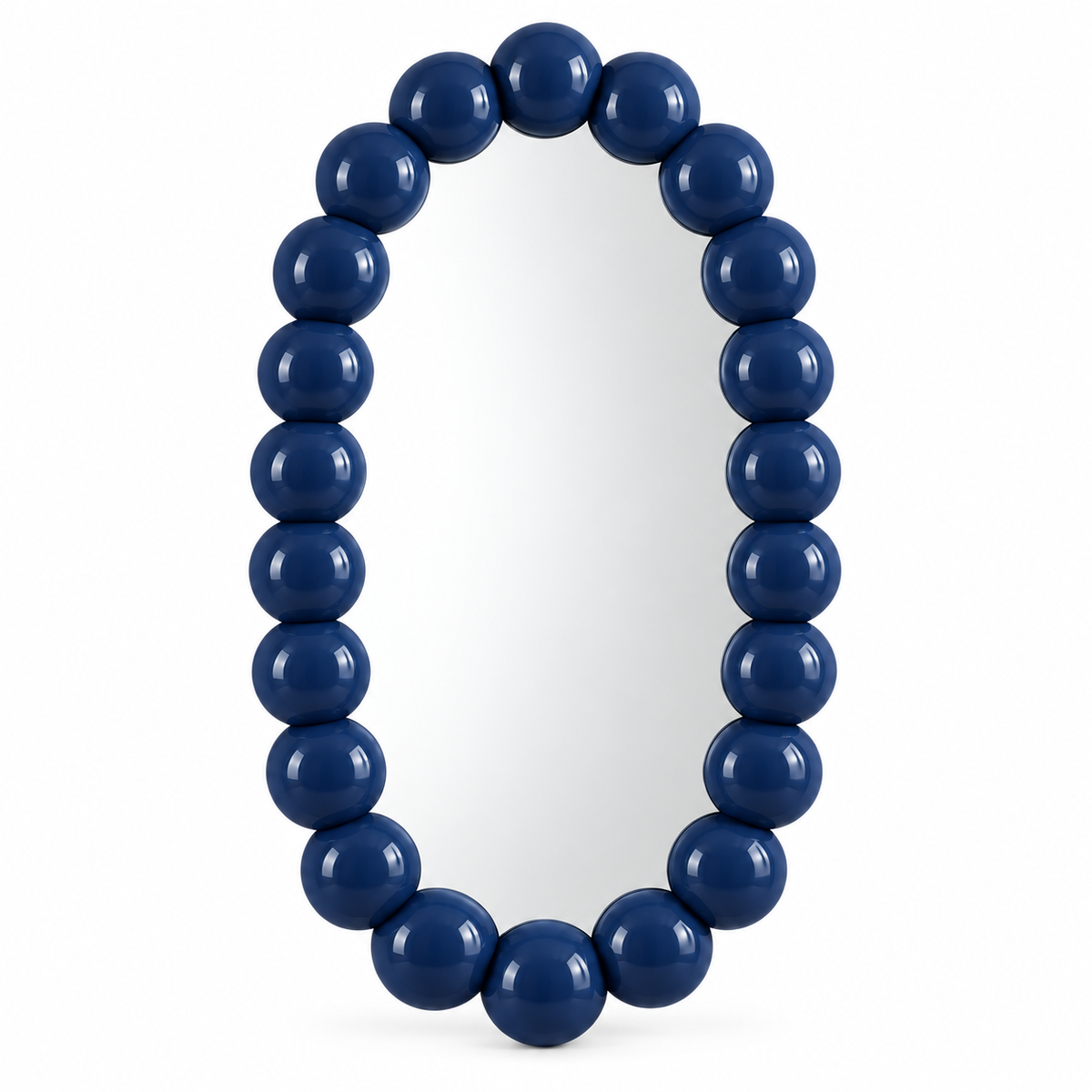 Bobble Oval Mirror — bobble-framed oval mirror in dusk blue, close-up | Belmont & Kensing