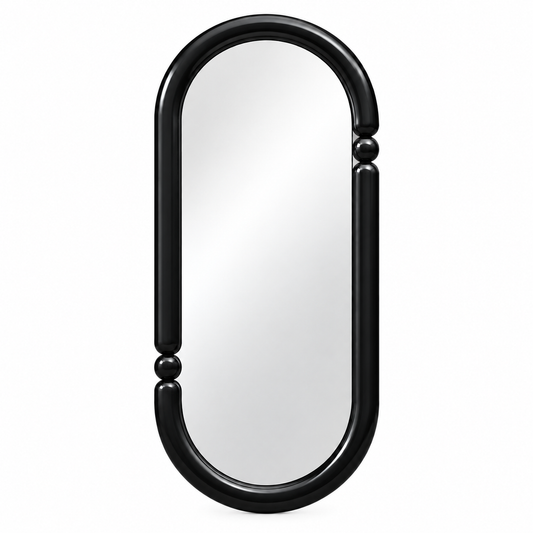 Oval Wall Mirror — oval wall mirror in forest green, angled view | Belmont & Kensing
