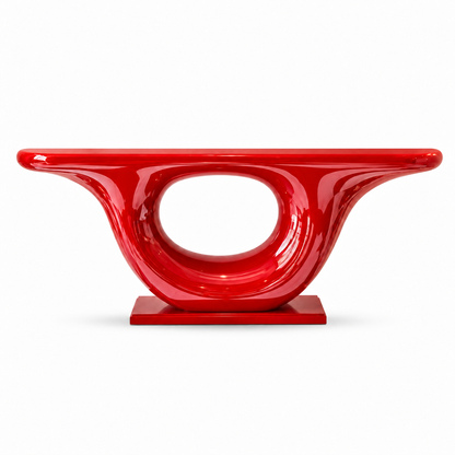 Bordeaux Trumpet Console Table — trumpet-base console table, angled view | Belmont & Kensing