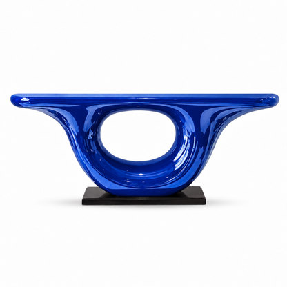 Bordeaux Trumpet Console Table — trumpet-base console table in a hallway setting | Belmont & Kensing