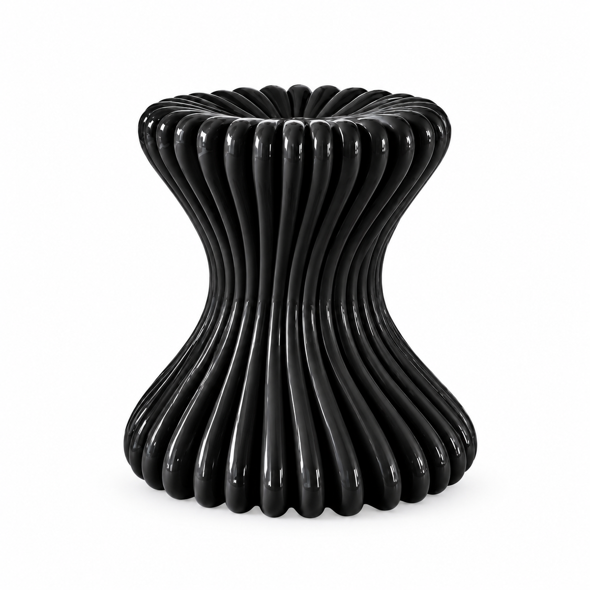 Colonna Fluted Hourglass Stool — fluted hourglass accent stool, detail of the fluting | Belmont & Kensing