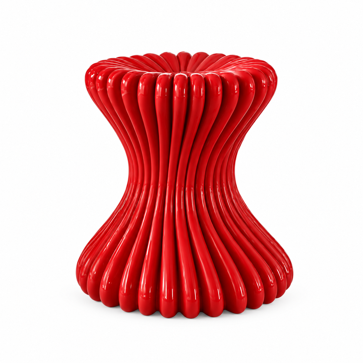 Colonna Fluted Hourglass Stool — fluted hourglass accent stool, angled view | Belmont & Kensing