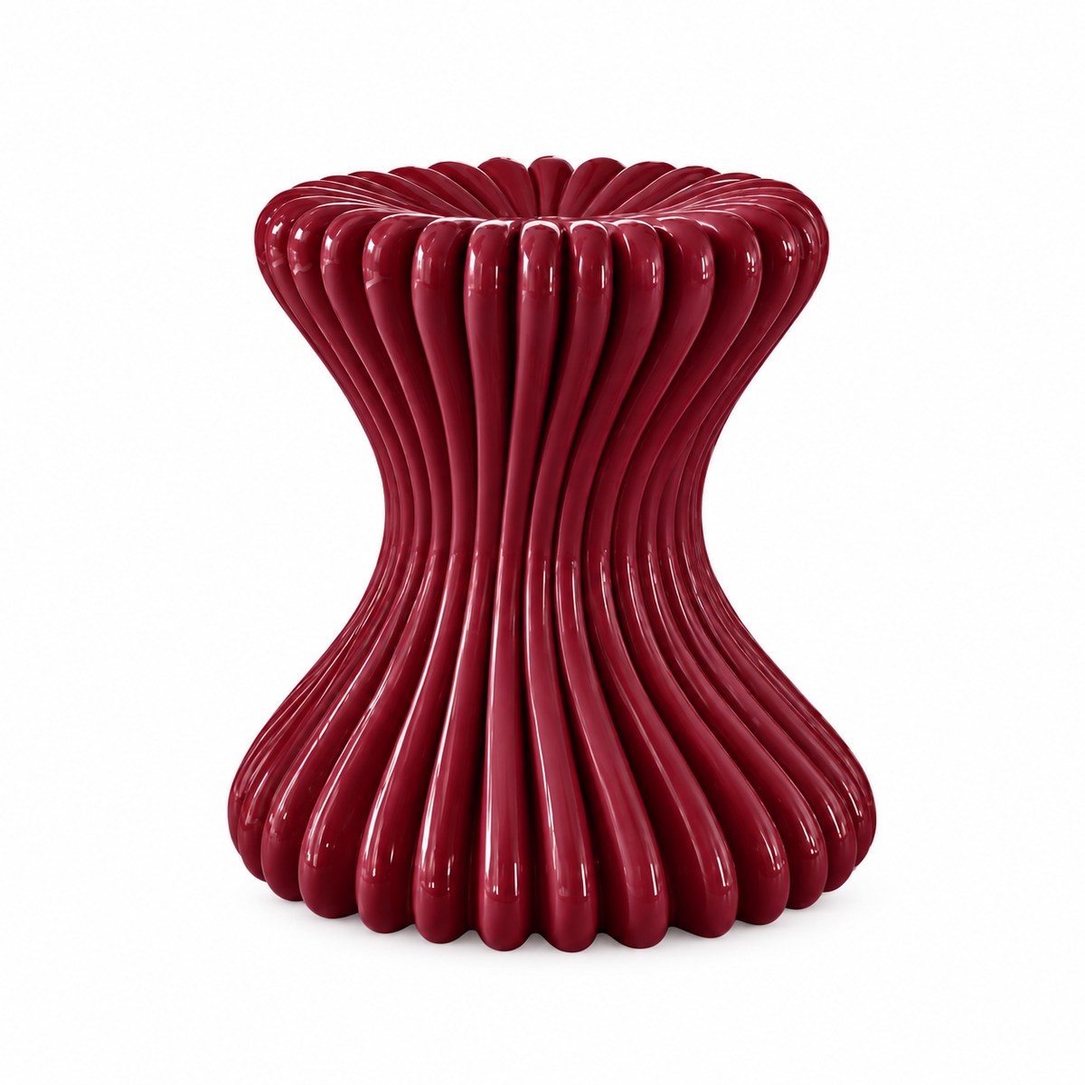 Colonna Fluted Hourglass Stool — fluted hourglass accent stool, alternate view | Belmont & Kensing