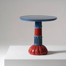 Fluted Ceramic Pedestal Table, Large — fluted ceramic pedestal side table, detail of the fluting | Belmont & Kensing