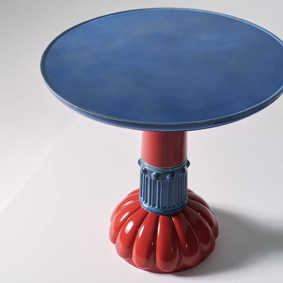 Fluted Ceramic Pedestal Table, Large — fluted ceramic pedestal side table, alternate view | Belmont & Kensing