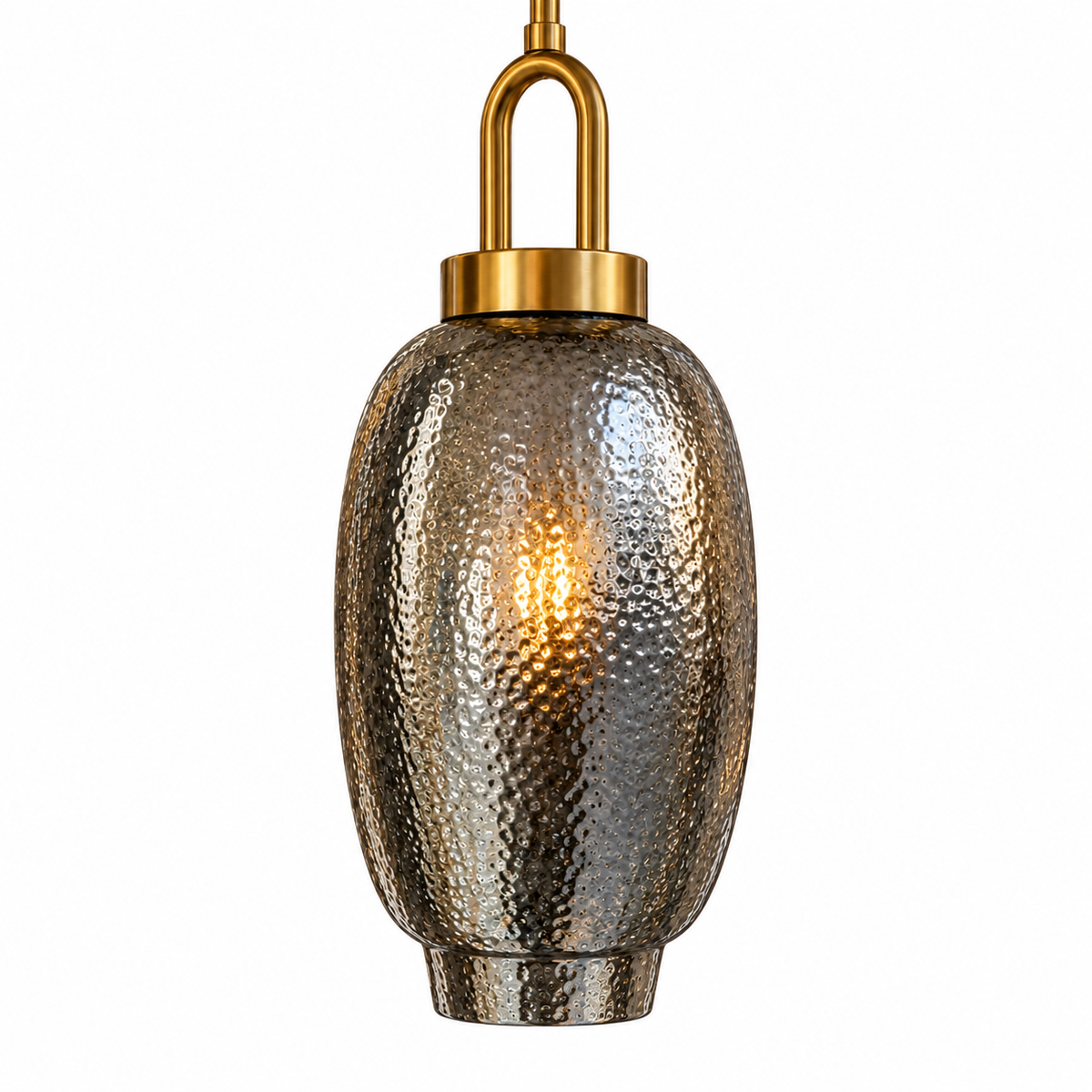 Halston Hammered Glass Pendant — hammered glass pendant light in silver | Belmont & Kensing