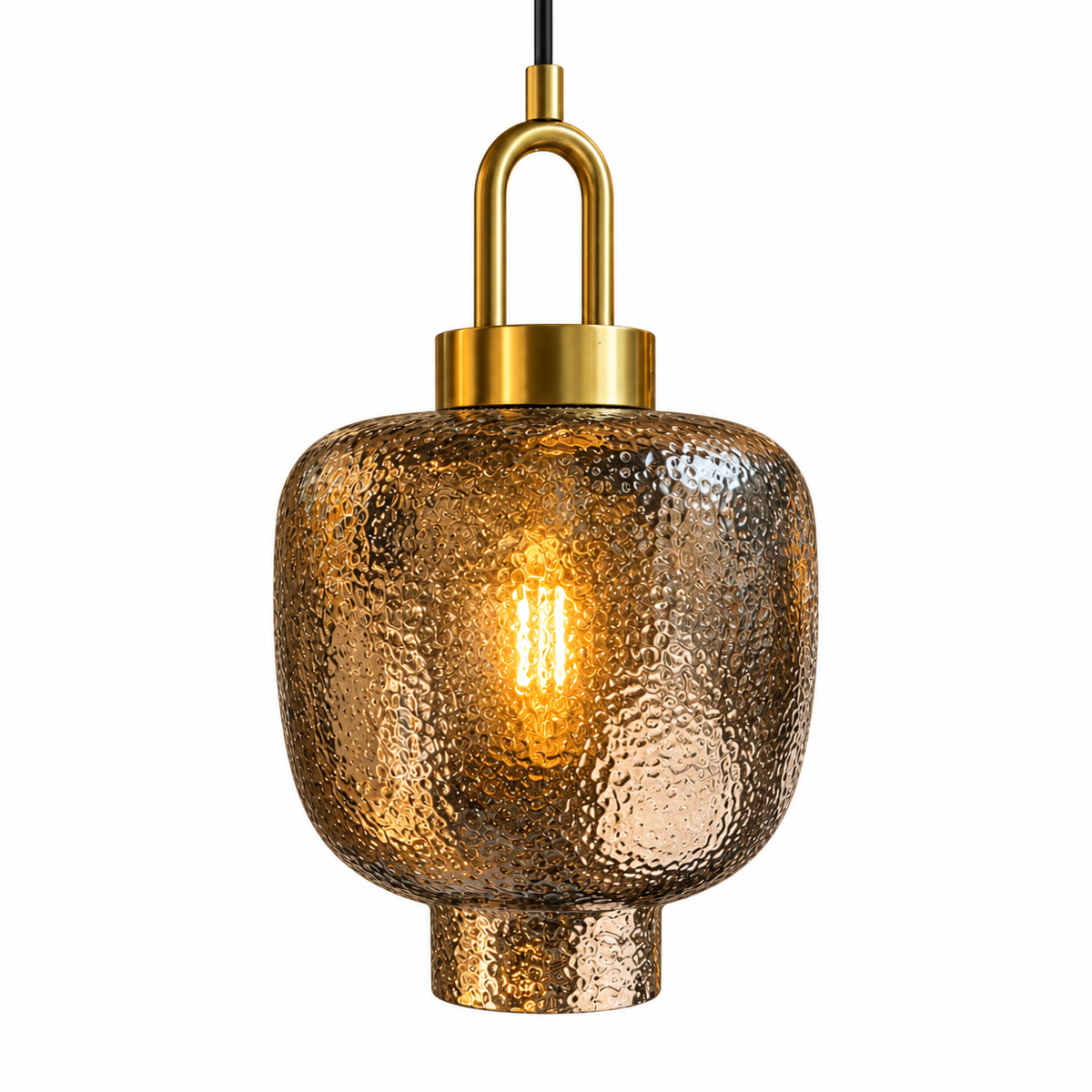 Halston Hammered Glass Pendant — hammered glass pendant light in champagne | Belmont & Kensing