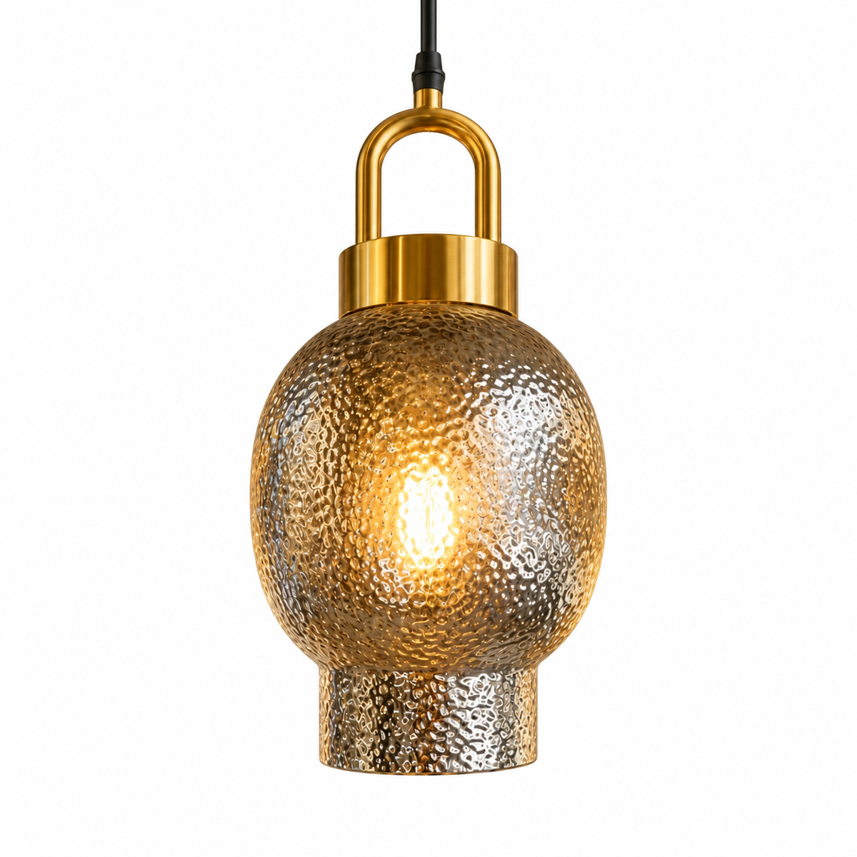 Marlow Hammered Glass Pendant — hammered glass pendant light in antique gold | Belmont & Kensing