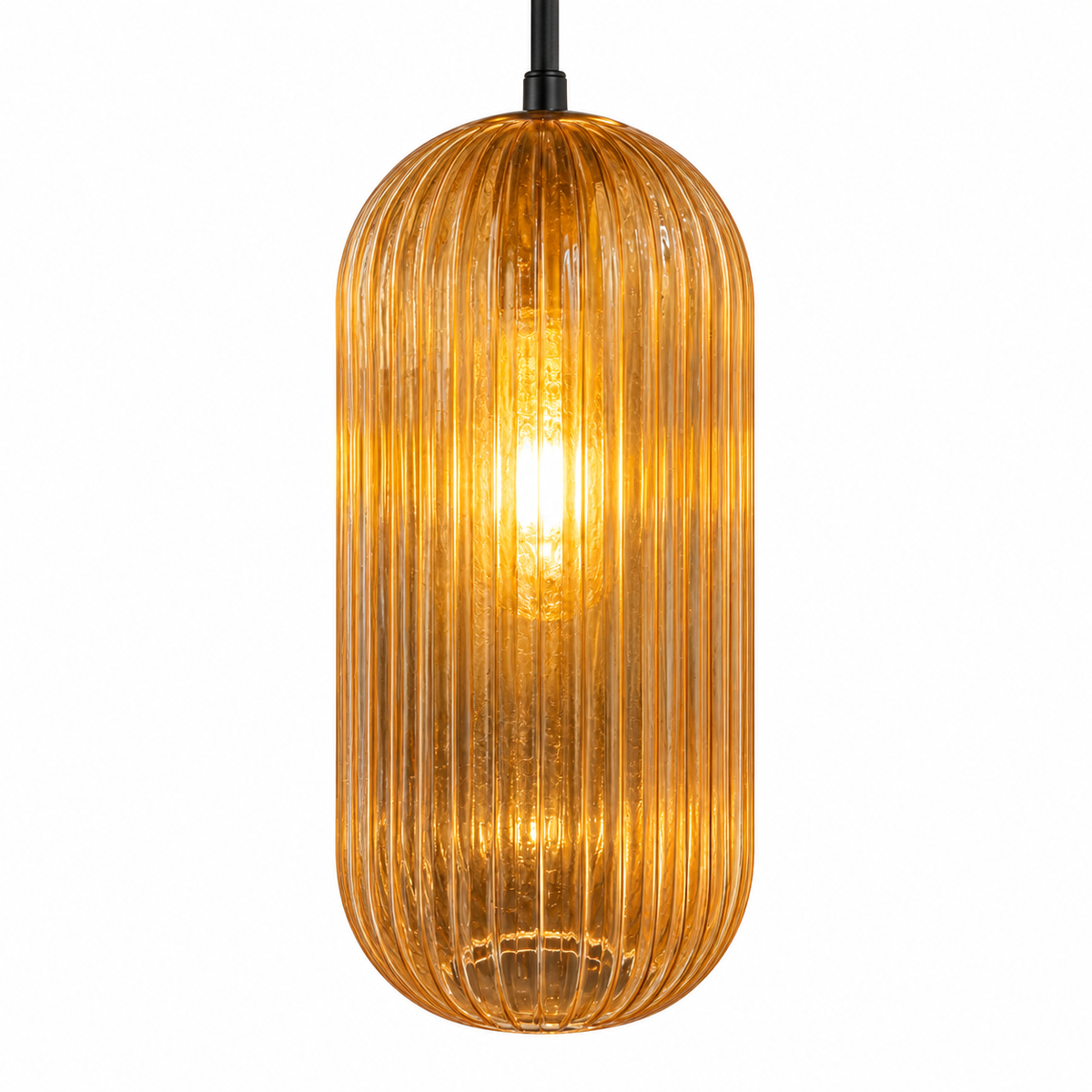 Langley Fluted Glass Pendant — fluted glass pendant light in amber | Belmont & Kensing