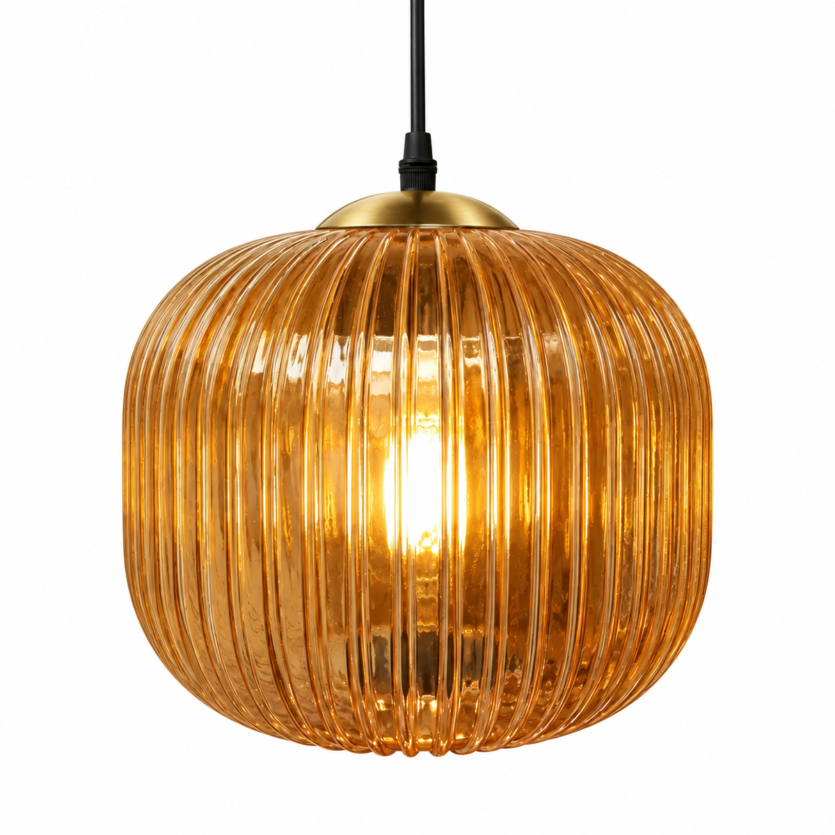Sutton Fluted Glass Pendant — fluted glass pendant light in amber | Belmont & Kensing