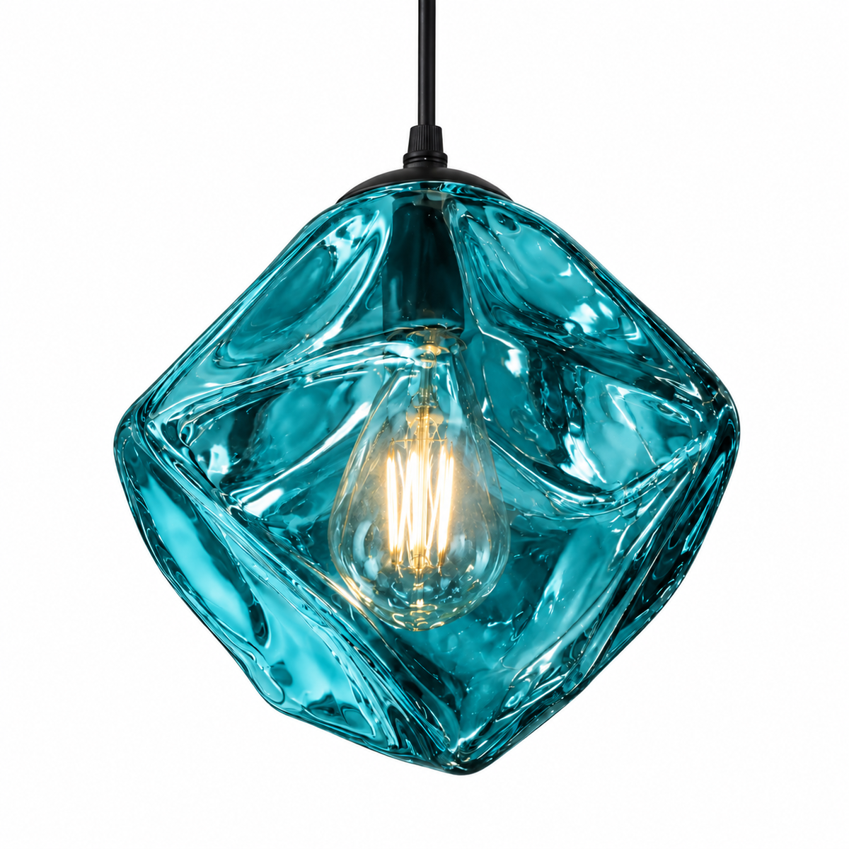 Rowan Molten Glass Pendant — molten glass pendant light in aqua | Belmont & Kensing