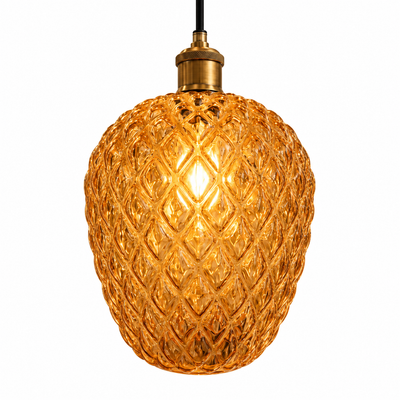 Pembroke Quilted Glass Pendant — quilted glass pendant light in amber | Belmont & Kensing