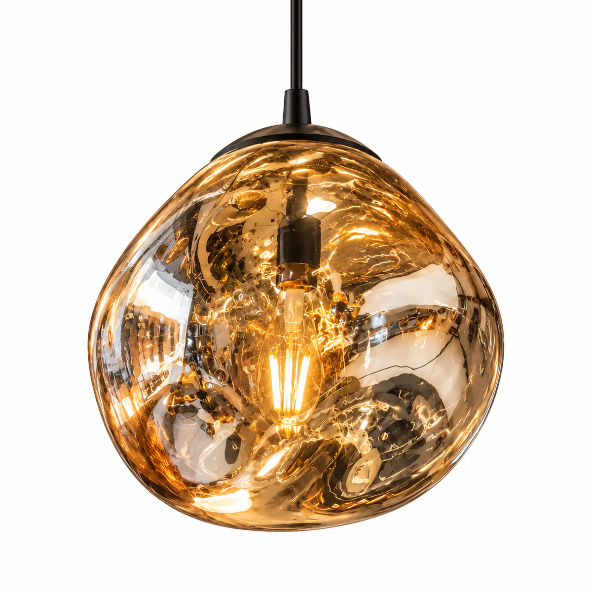 Ellery Molten Glass Pendant — molten glass pendant light in amber | Belmont & Kensing