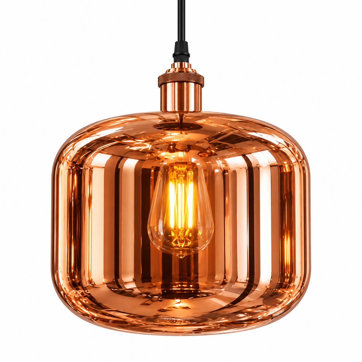 Harlow Fluted Glass Pendant — fluted glass pendant light in rose | Belmont & Kensing