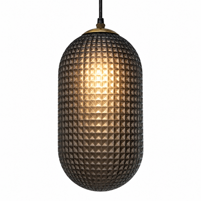 Thornby Quilted Glass Pendant — quilted glass pendant light in charcoal | Belmont & Kensing