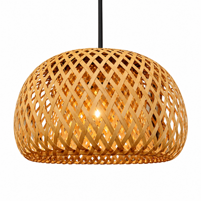 Bramley Woven Rattan Dome Pendant — woven rattan dome pendant light in natural | Belmont & Kensing