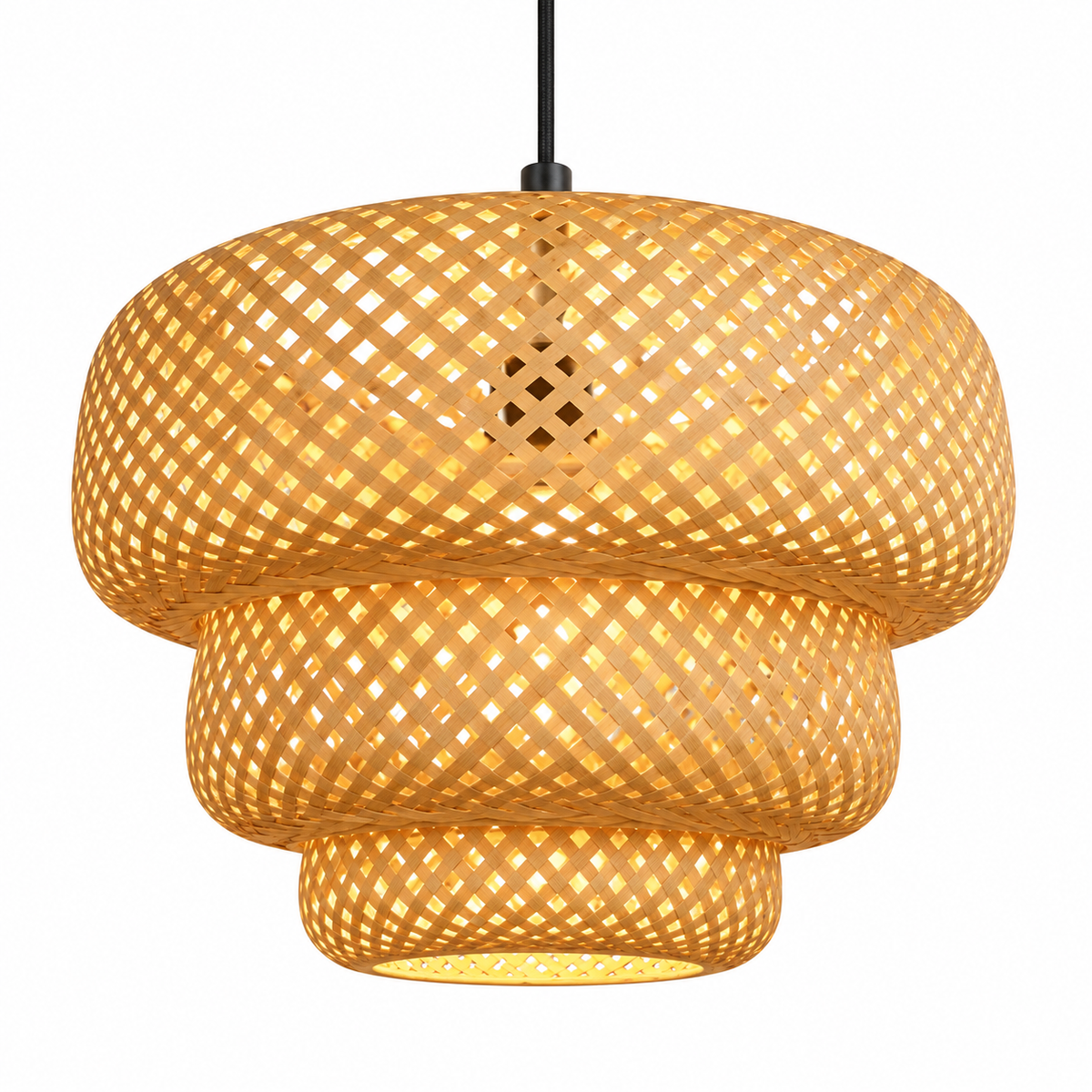 Wentworth Tiered Rattan Pendant — tiered rattan pendant light in natural | Belmont & Kensing