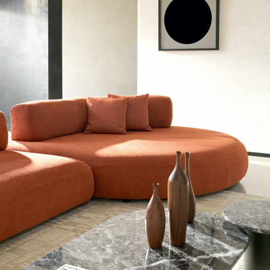 Corso Curved Modular Sofa — curved modular sofa in terracotta, alternate view | Belmont & Kensing