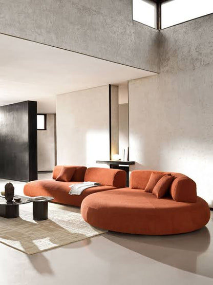 Corso Curved Modular Sofa — curved modular sofa in terracotta, detail of the upholstery | Belmont & Kensing