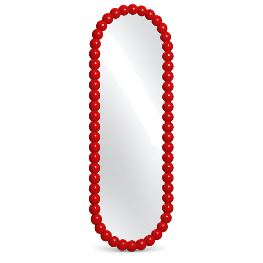 Bobbin Arch Floor Mirror — bobbin-framed arch floor mirror, angled view | Belmont & Kensing