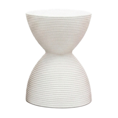 Ribbed Hourglass Side Table – White