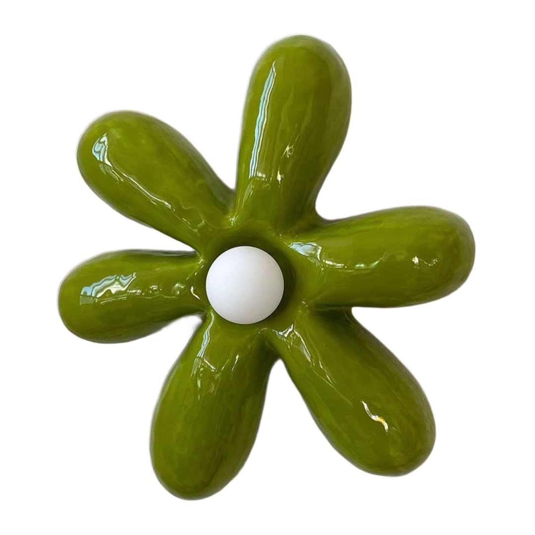 Bloom Ceramic Flower Wall Light — ceramic flower wall light in olive | Belmont & Kensing