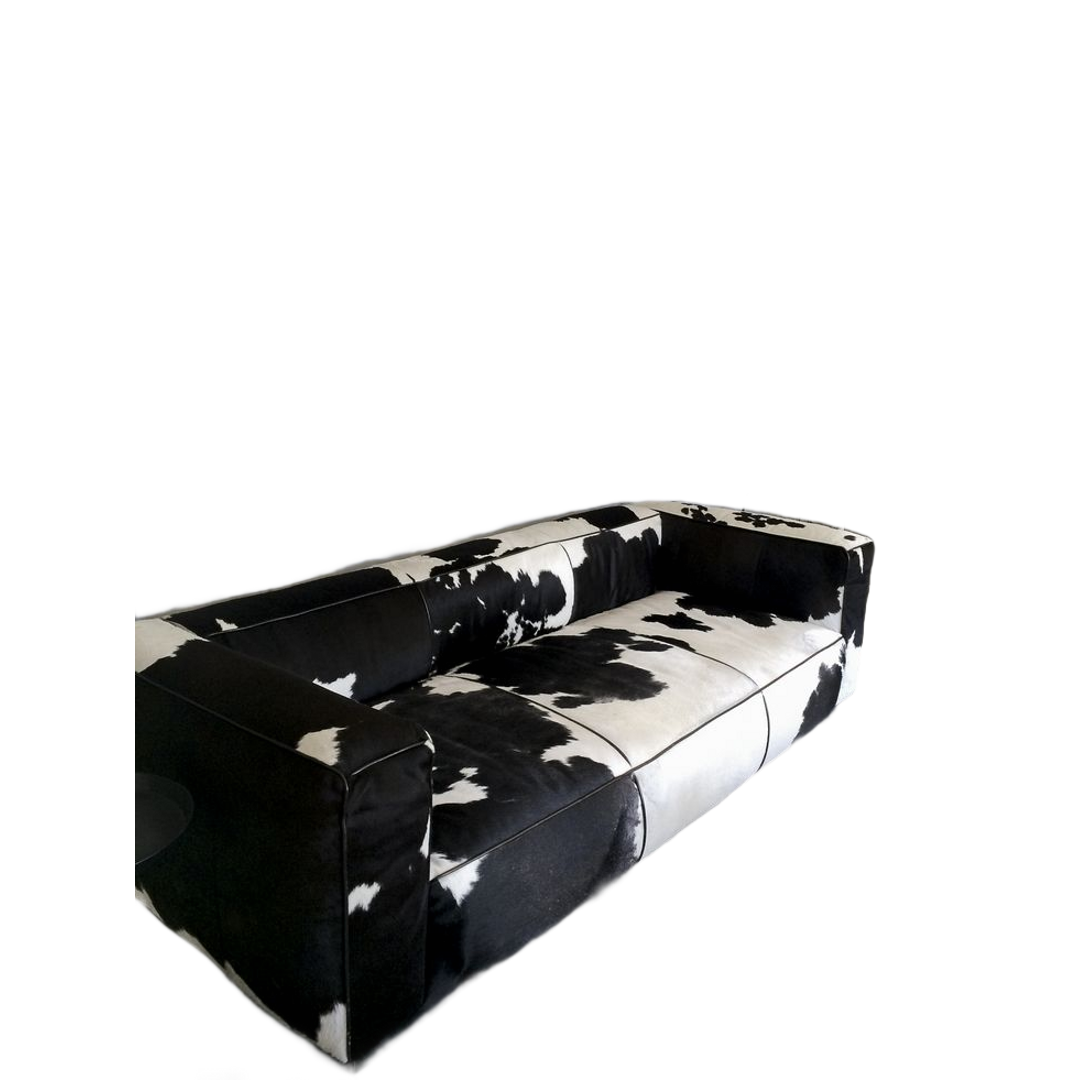 Ranch Hide Sofa — sofa in black and cream hide | Belmont & Kensing