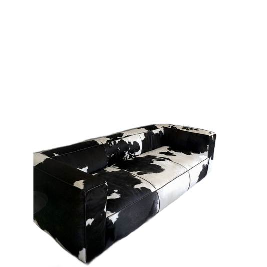 Ranch Hide Sofa — sofa in black and cream hide | Belmont & Kensing