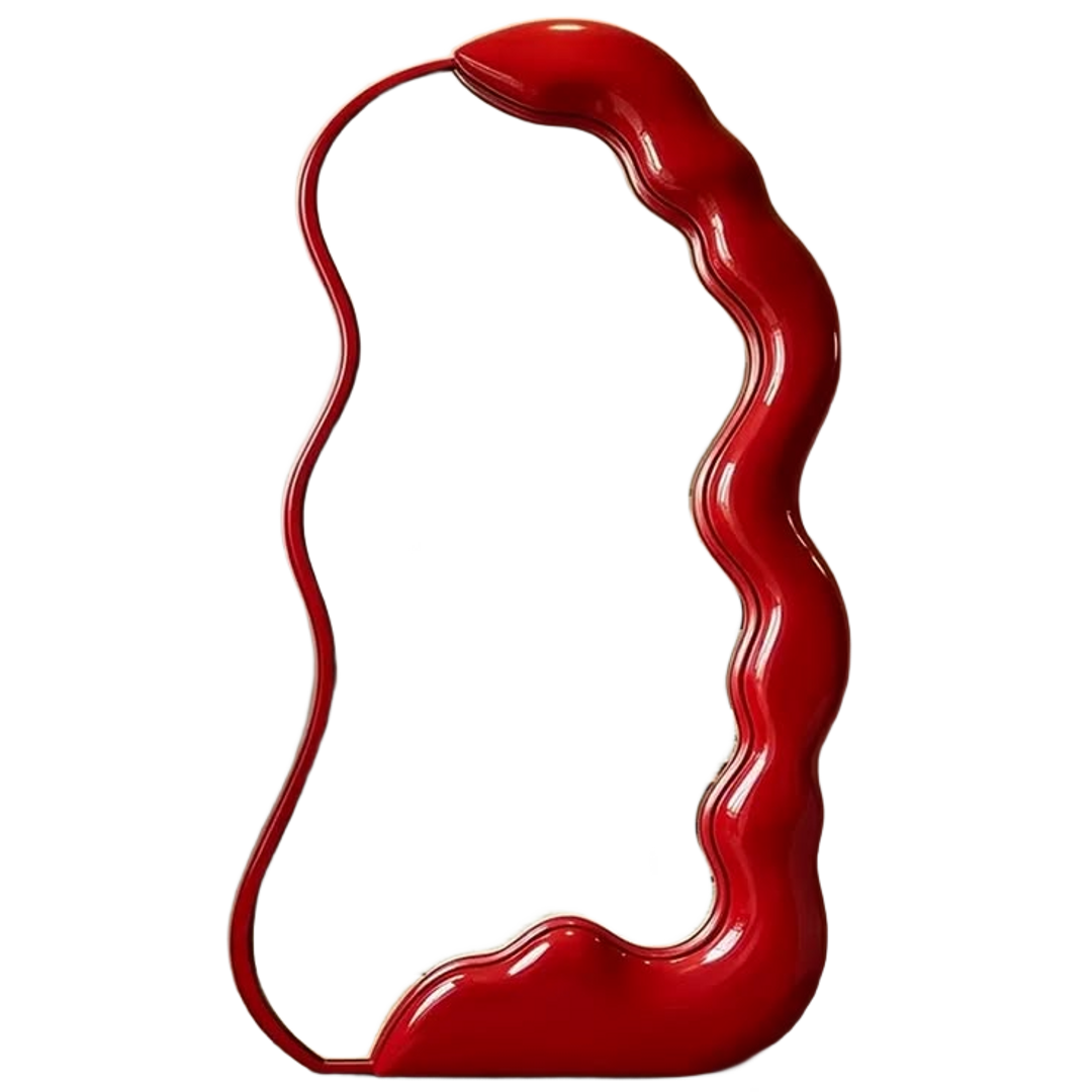 Wave Floor Mirror — floor mirror in red | Belmont & Kensing