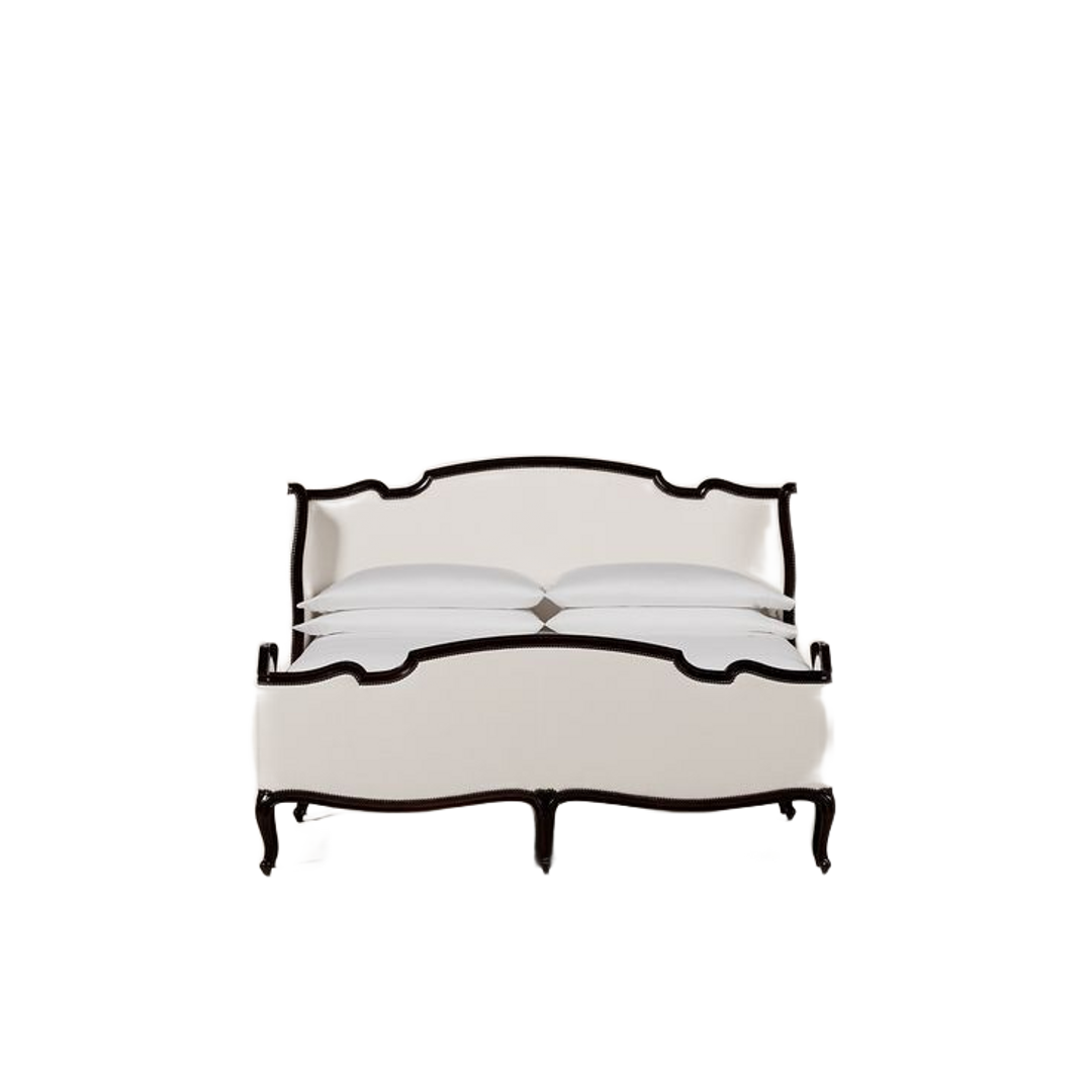 Iron Scroll Bed — bed in black and cream iron | Belmont & Kensing