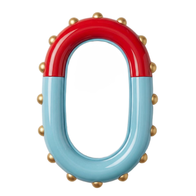 Bobbin Oval Mirror — wall mirror in red and sky blue | Belmont & Kensing