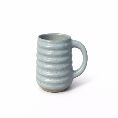 Soft Blue Ribbed Mug — Belmont & Kensing
