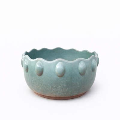 Sage Scalloped Ceramic Bowl — Belmont & Kensing