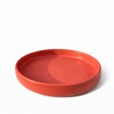 Red Round Serving Plate — Belmont & Kensing