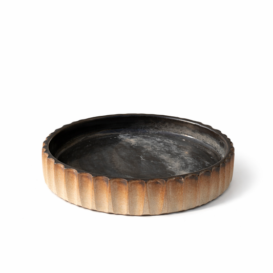 Black Ribbed Ceramic Dish — Belmont & Kensing