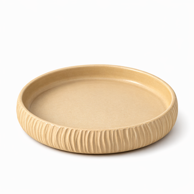 Beige Ribbed Ceramic Dish — Belmont & Kensing