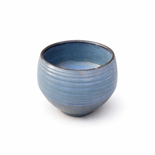 Denim Blue Ribbed Bowl — Belmont & Kensing