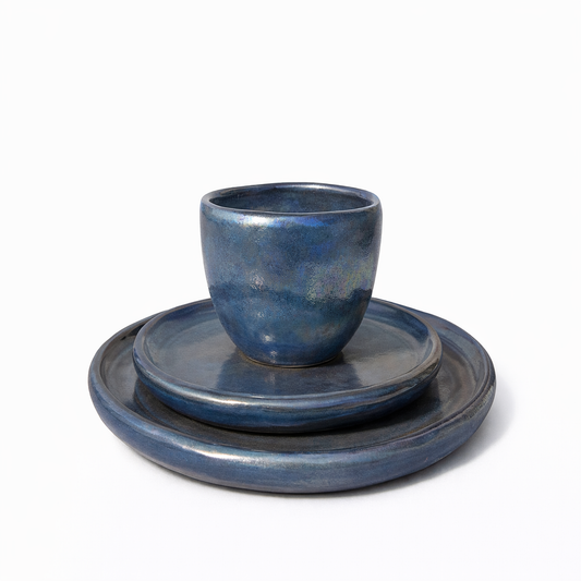 Blue Cup and Plate Set — Belmont & Kensing