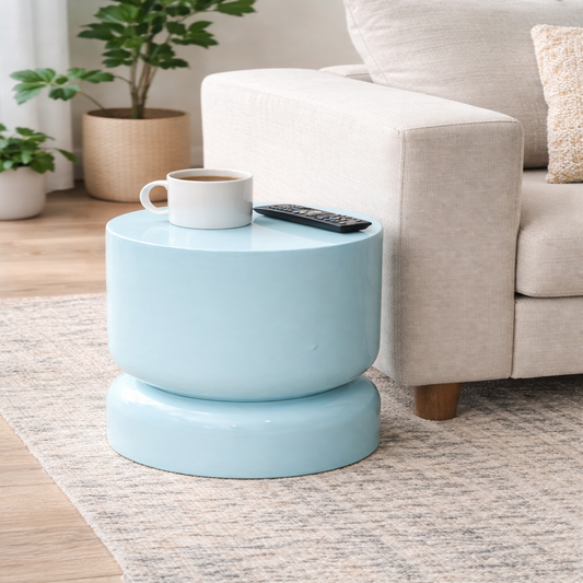 Belmont & Kensing light blue stacked sculptural side table