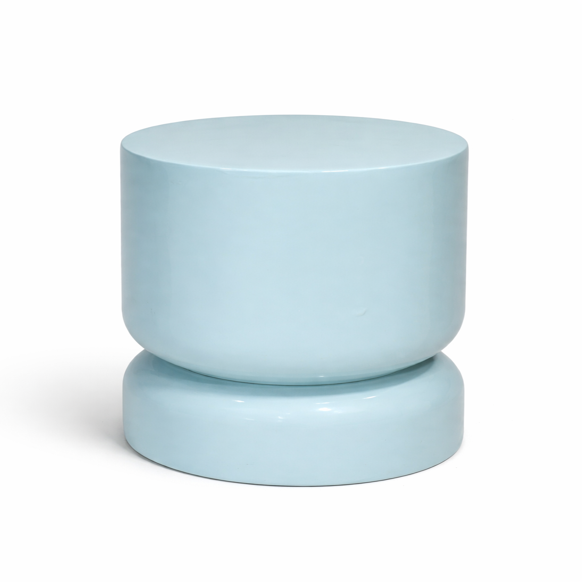 Belmont & Kensing light blue stacked sculptural side table — alternate view