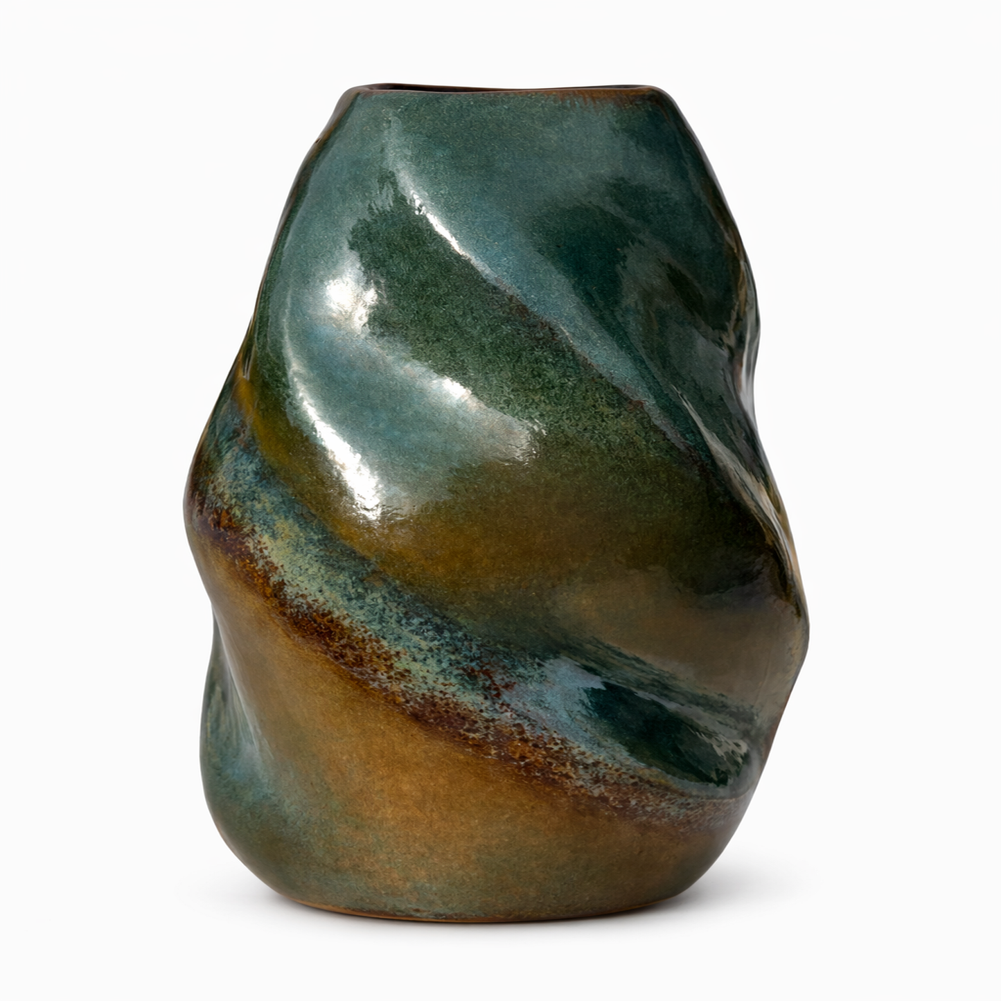 Teal Swirl Marbled Vase — Belmont & Kensing