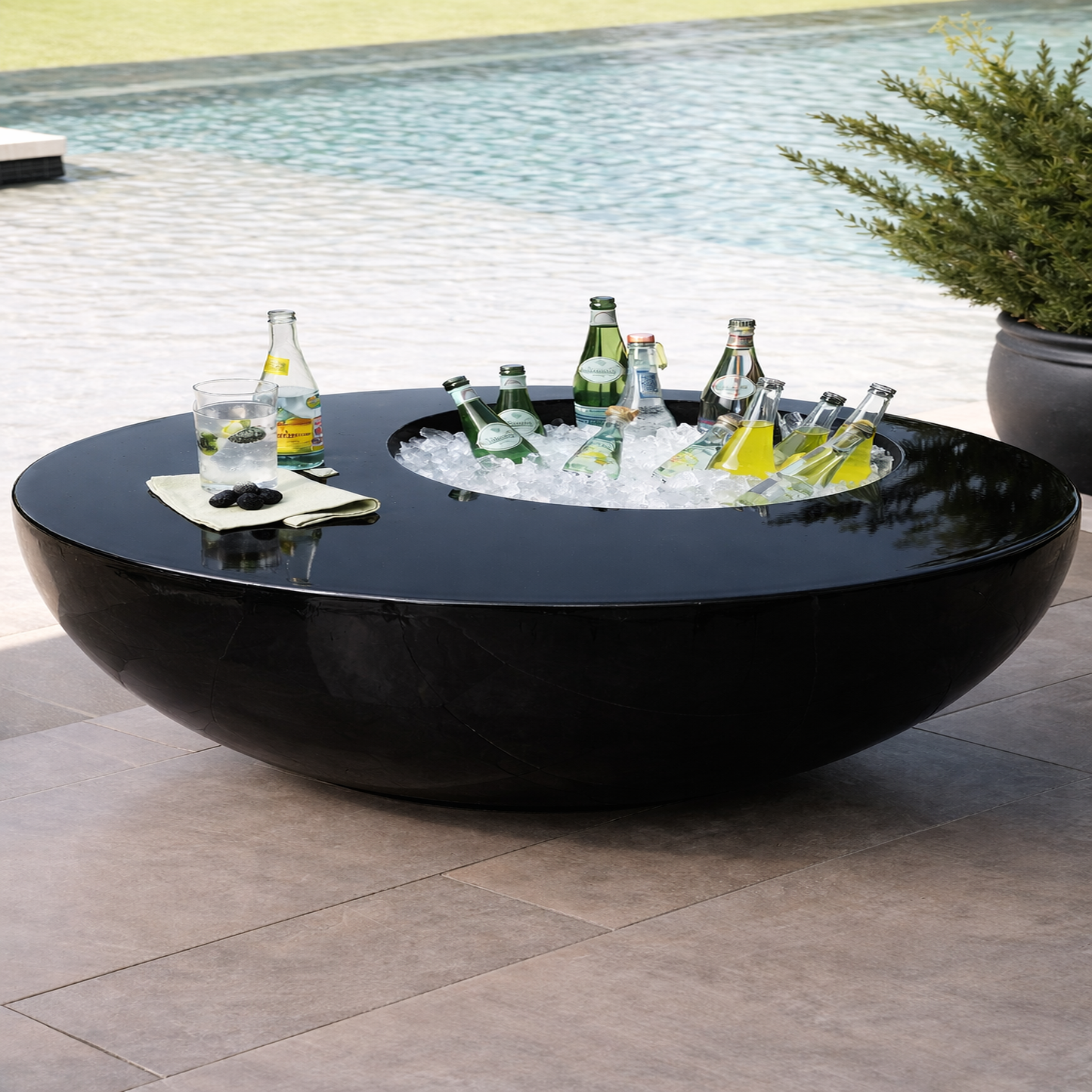 Belmont & Kensing black drinks coffee table with cooler well