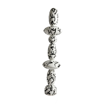 Stacked Pebble Totem – Speckled White